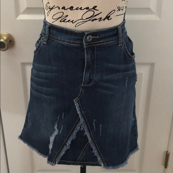 INC International Concepts Dresses & Skirts - INC denim distressed jean skirt